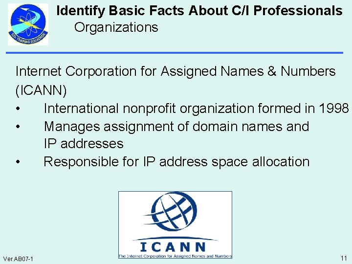 Identify Basic Facts About C/I Professionals Organizations Internet Corporation for Assigned Names & Numbers