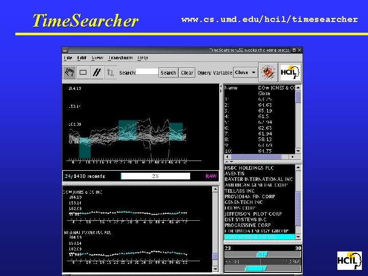 Time. Searcher www. cs. umd. edu/hcil/timesearcher 