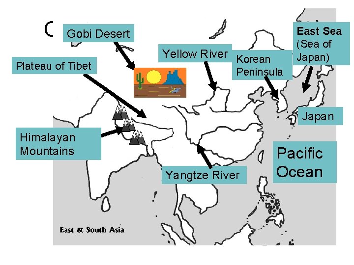 East Sea China’s Landforms – Map A Gobi Desert Plateau of Tibet (Sea of