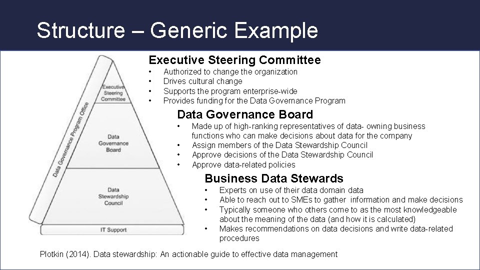 Structure – Generic Example Executive Steering Committee • • Authorized to change the organization