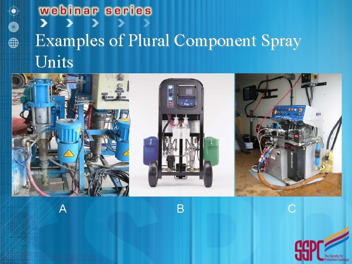 Examples of Plural Component Spray Units A B C 