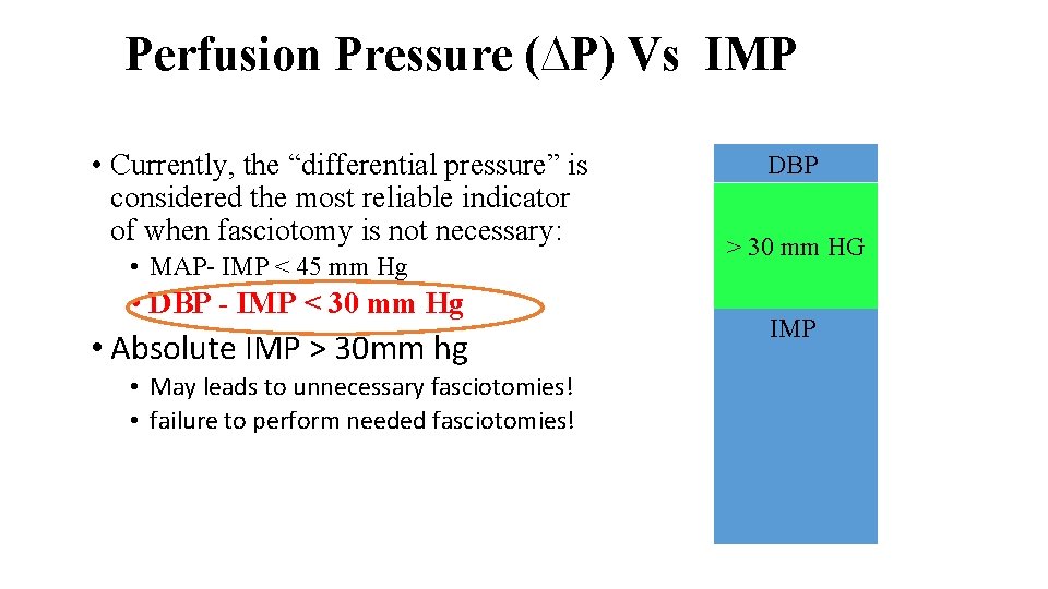 Perfusion Pressure (∆P) Vs IMP • Currently, the “differential pressure” is considered the most