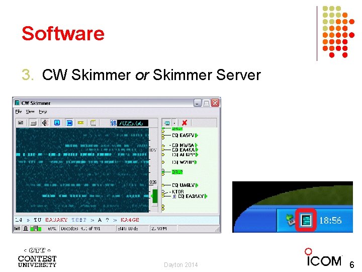 Software 3. CW Skimmer or Skimmer Server Dayton 2014 6 