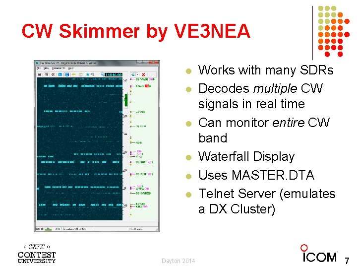 CW Skimmer by VE 3 NEA l l l Dayton 2014 Works with many