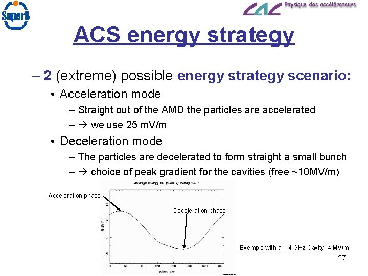 ACS energy strategy – 2 (extreme) possible energy strategy scenario: • Acceleration mode –