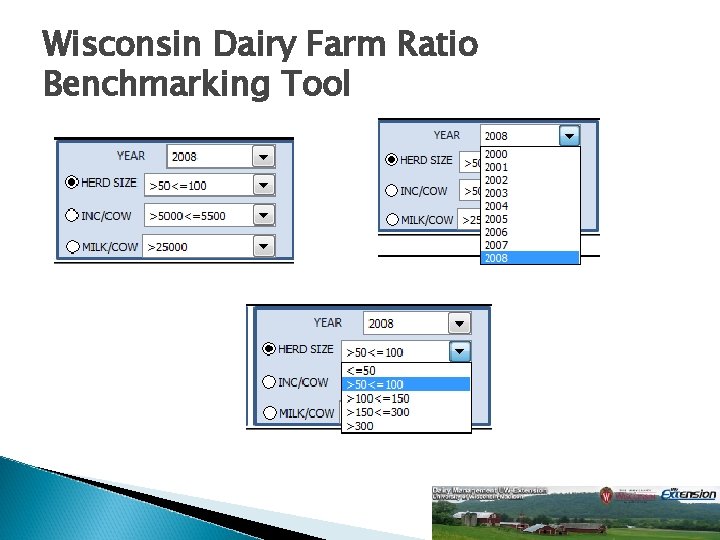 Wisconsin Dairy Farm Ratio Benchmarking Tool 