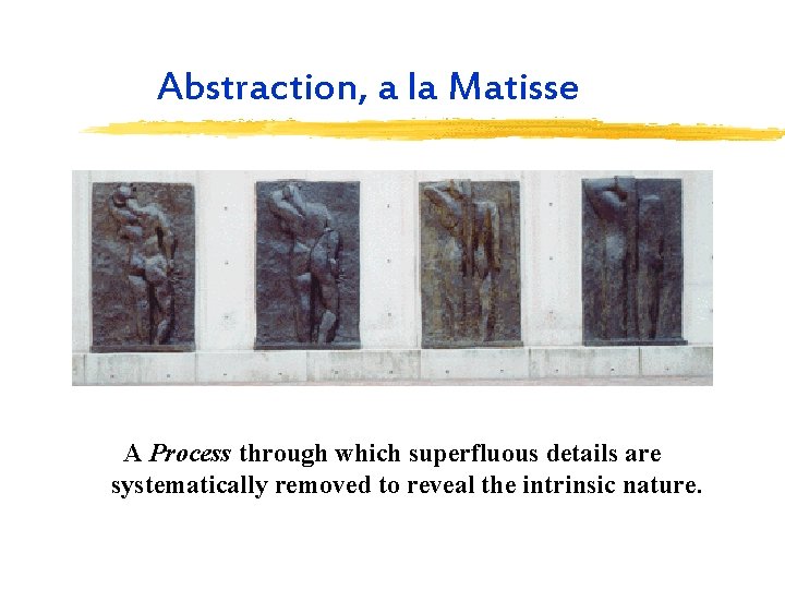 Abstraction, a la Matisse A Process through which superfluous details are systematically removed to