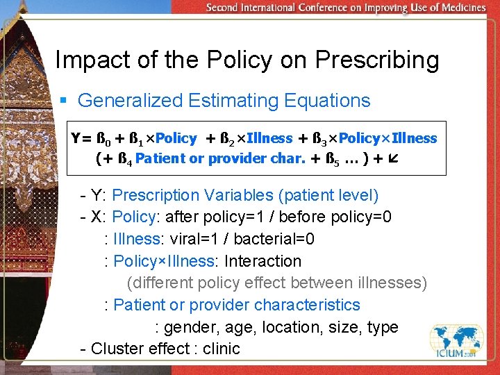 Impact of the Policy on Prescribing § Generalized Estimating Equations Y= ß 0 +