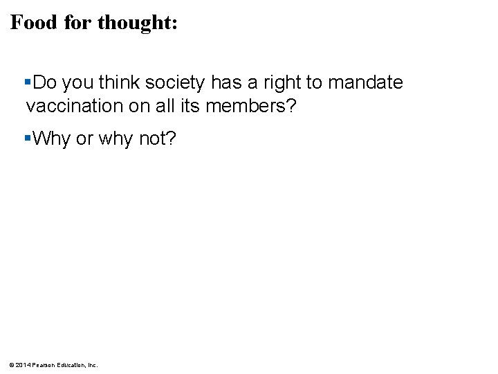 Food for thought: §Do you think society has a right to mandate vaccination on