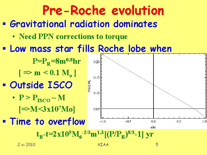 Pre-Roche evolution § Gravitational radiation dominates • Need PPN corrections to torque § Low