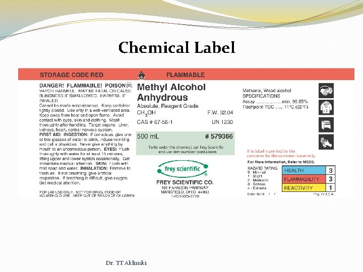 Chemical Label Dr. TT Aklinski 