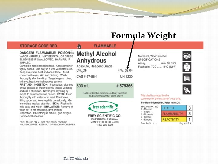 Formula Weight Dr. TT Aklinski 