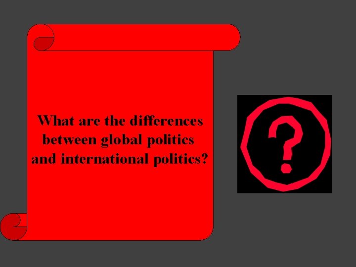 What are the differences between global politics and international politics? 