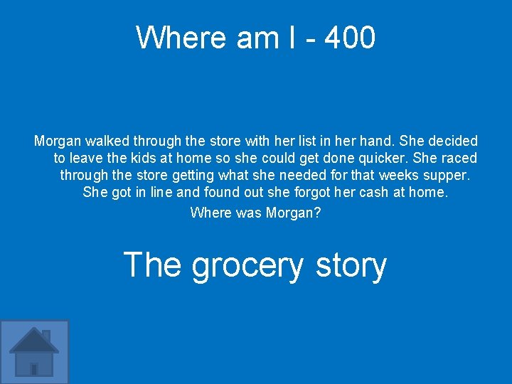 Where am I - 400 Morgan walked through the store with her list in