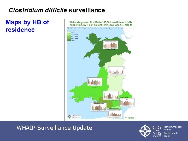 Clostridium difficile surveillance Maps by HB of residence WHAIP Surveillance Update 