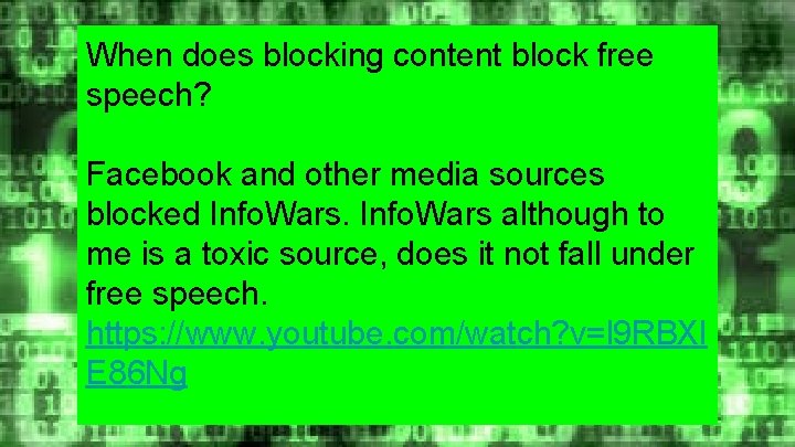 When does blocking content block free speech? Facebook and other media sources blocked Info.