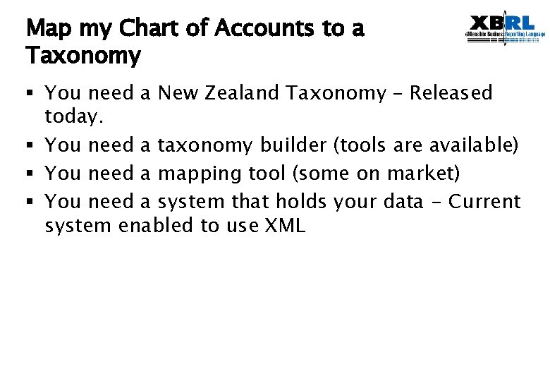 Map my Chart of Accounts to a Taxonomy § You need a New Zealand