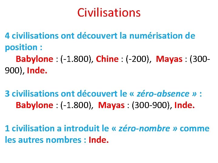 Civilisations 4 civilisations ont découvert la numérisation de 2 1 2 2 3 position