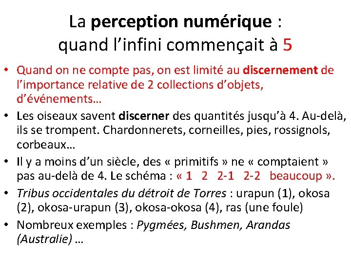 La perception numérique : quand l’infini commençait à 5 • Quand on ne compte