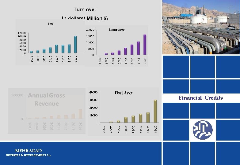 Turn over In dollars( Million $) Financial Credits MEHRARAD BUSINESS & DEVELOPMENT Co. 