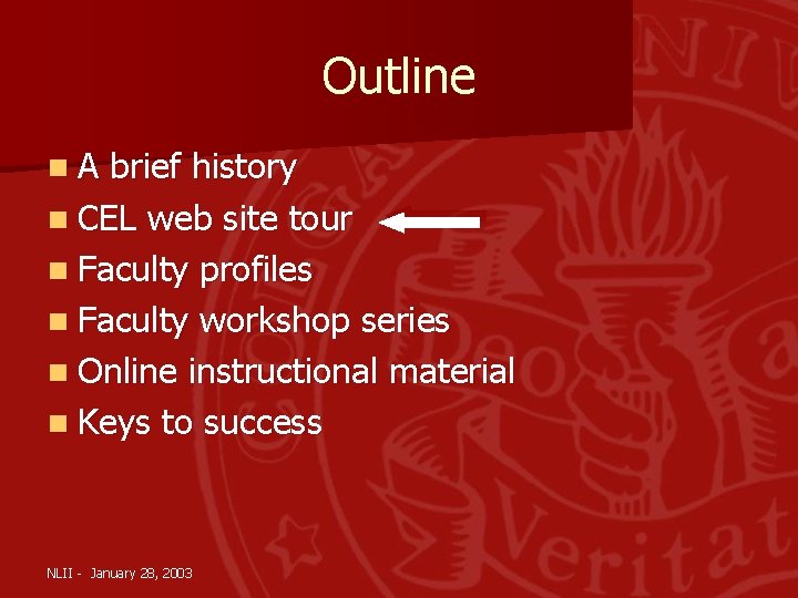 Outline n. A brief history n CEL web site tour n Faculty profiles n