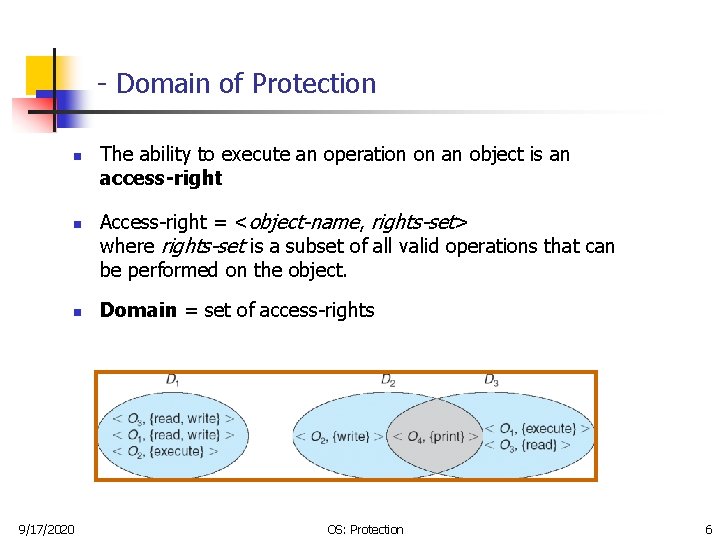 - Domain of Protection n 9/17/2020 The ability to execute an operation on an