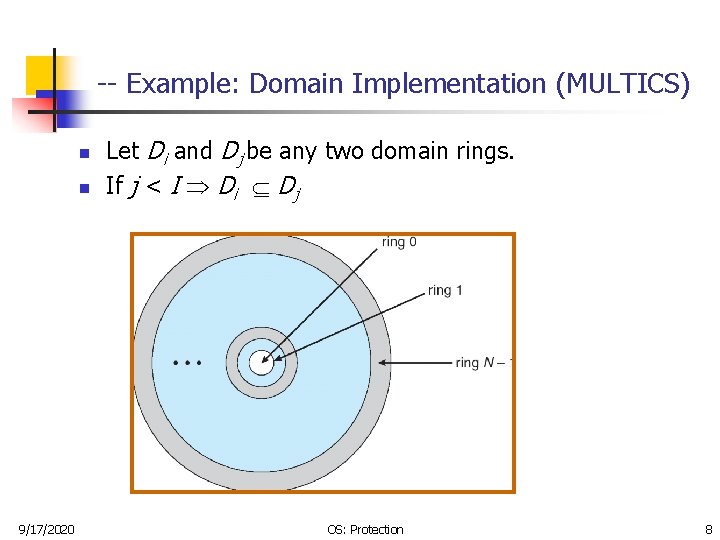 -- Example: Domain Implementation (MULTICS) n n 9/17/2020 Let Di and Dj be any