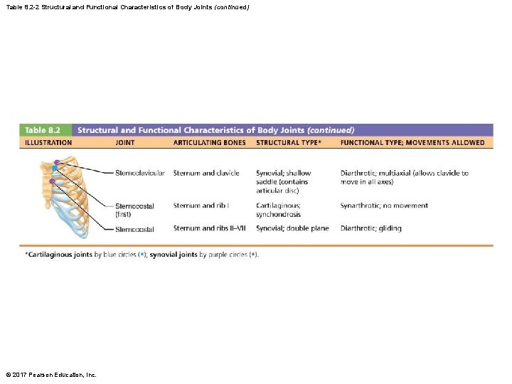 Table 8. 2 -2 Structural and Functional Characteristics of Body Joints (continued) © 2017