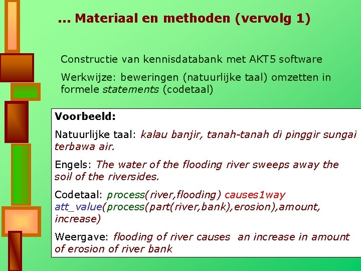 . . . Materiaal en methoden (vervolg 1) Constructie van kennisdatabank met AKT 5