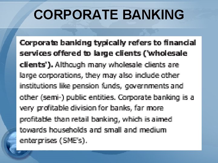 CORPORATE BANKING 