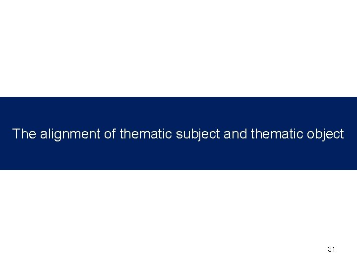 The alignment of thematic subject and thematic object 31 