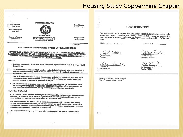 Housing Study Coppermine Chapter 