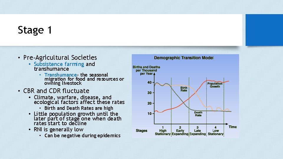 Stage 1 • Pre-Agricultural Societies • Subsistence farming and transhumance • Transhumance- the seasonal