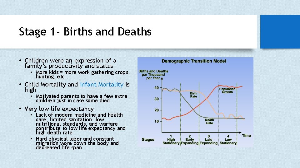 Stage 1 - Births and Deaths • Children were an expression of a family’s