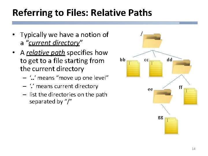 Referring to Files: Relative Paths • Typically we have a notion of a “current
