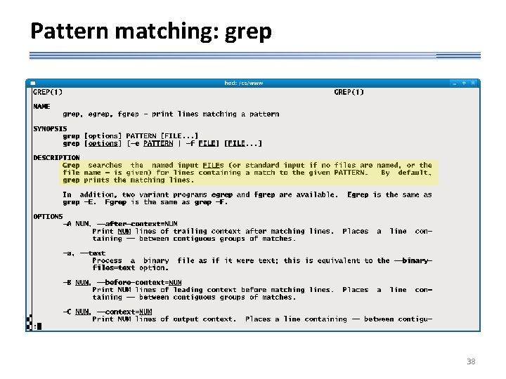 Pattern matching: grep 38 