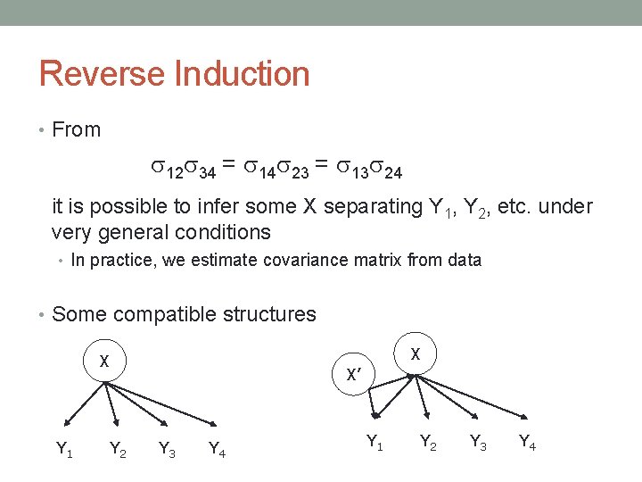 Reverse Induction • From 12 34 = 14 23 = 13 24 it is