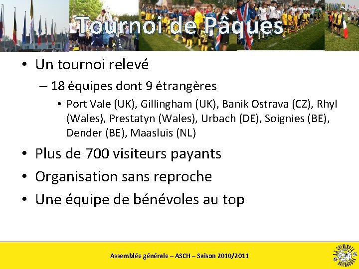 Tournoi de Pâques • Un tournoi relevé – 18 équipes dont 9 étrangères •