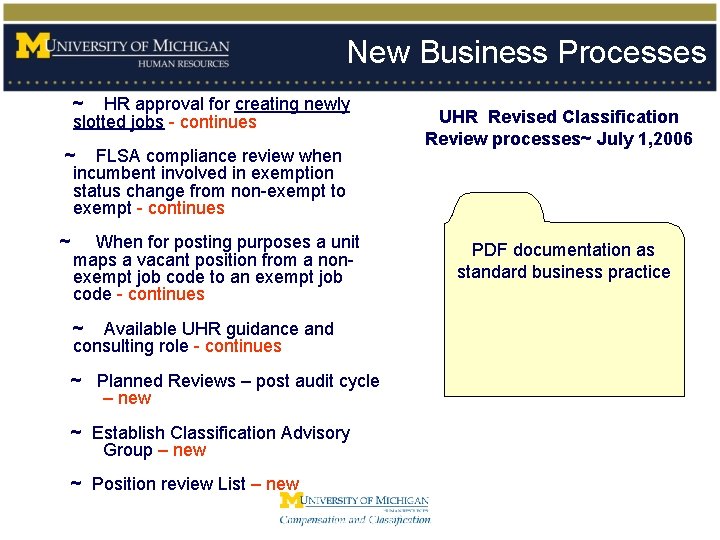 New Business Processes ~ HR approval for creating newly slotted jobs - continues ~