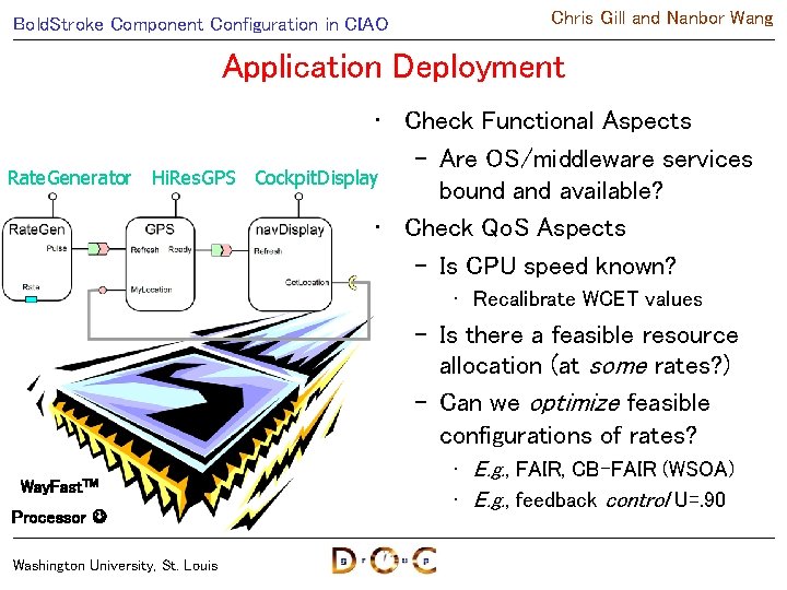 Bold. Stroke Component Configuration in CIAO Chris Gill and Nanbor Wang Application Deployment Rate.