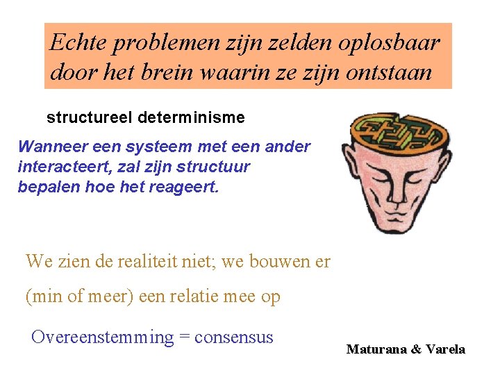 Echte problemen zijn zelden oplosbaar door het brein waarin ze zijn ontstaan structureel determinisme