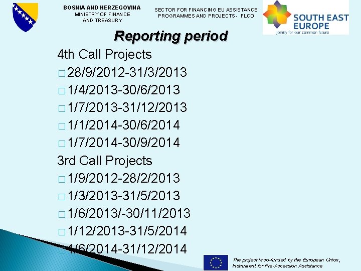 BOSNIA AND HERZEGOVINA SECTOR FINANCING EU ASSISTANCE MINISTRY OF FINANCE PROGRAMMES AND PROJECTS -