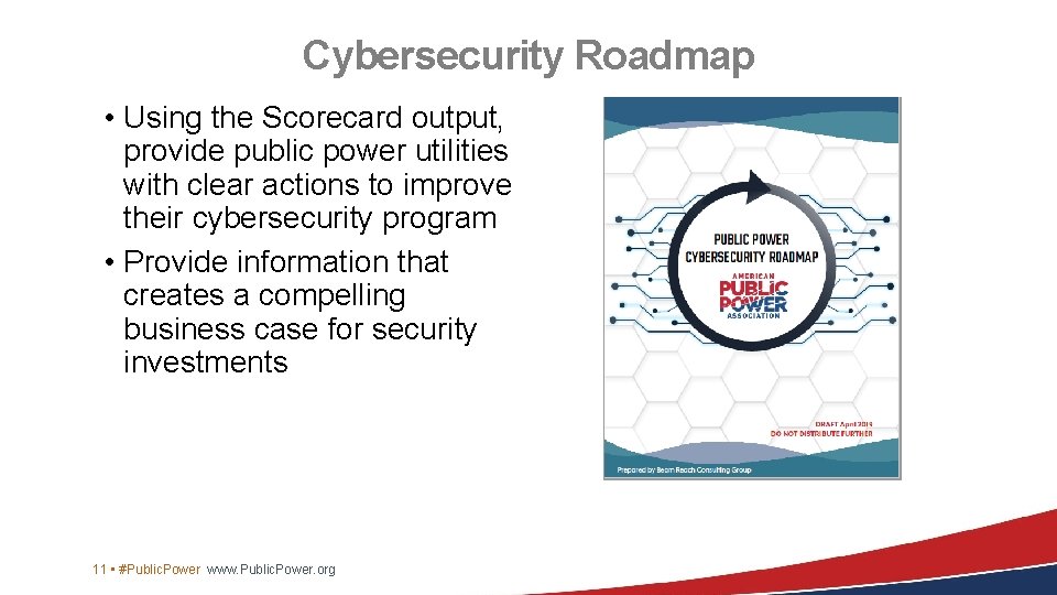 Cybersecurity Roadmap • Using the Scorecard output, provide public power utilities with clear actions