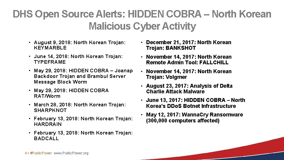 DHS Open Source Alerts: HIDDEN COBRA – North Korean Malicious Cyber Activity • August