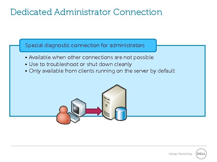 Dedicated Administrator Connection Special diagnostic connection for administrators • Available when other connections are Dedicated Administrator Connection Special diagnostic connection for administrators • Available when other connections are