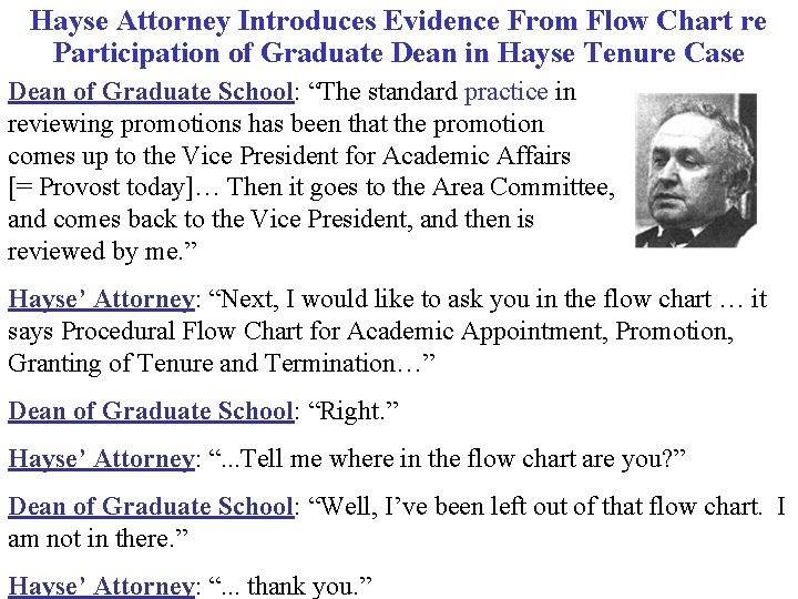 Hayse Attorney Introduces Evidence From Flow Chart re Participation of Graduate Dean in Hayse