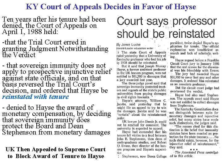 KY Court of Appeals Decides in Favor of Hayse Ten years after his tenure