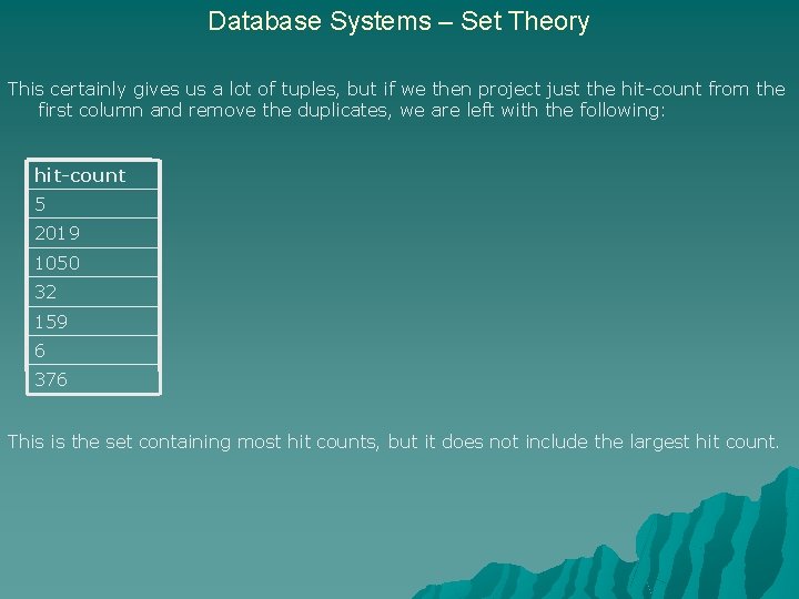 Database Systems – Set Theory This certainly gives us a lot of tuples, but