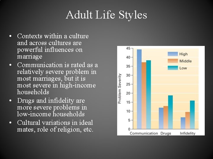 Adult Life Styles • Contexts within a culture and across cultures are powerful influences