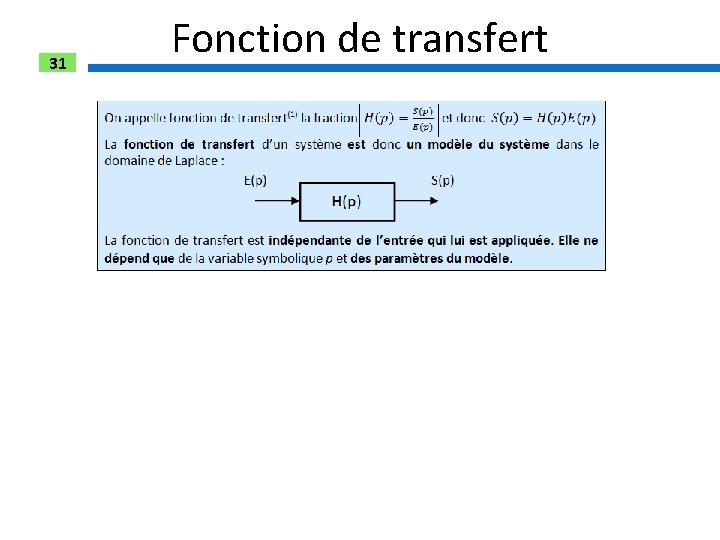 31 Fonction de transfert 